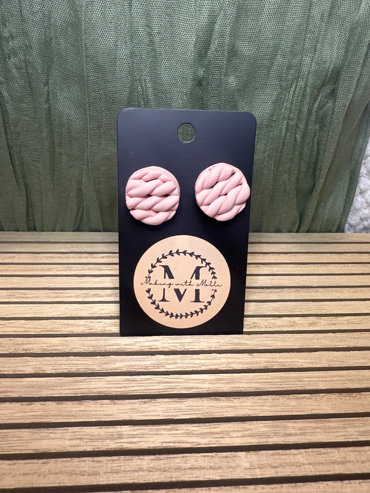 Pink Knit Studs