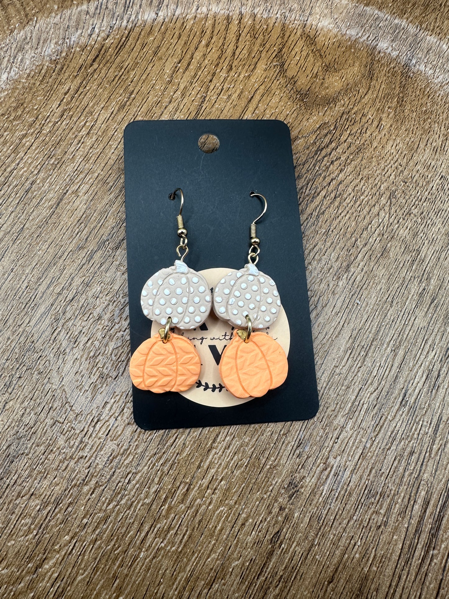 Tan & Orange Pumpkin Dangles