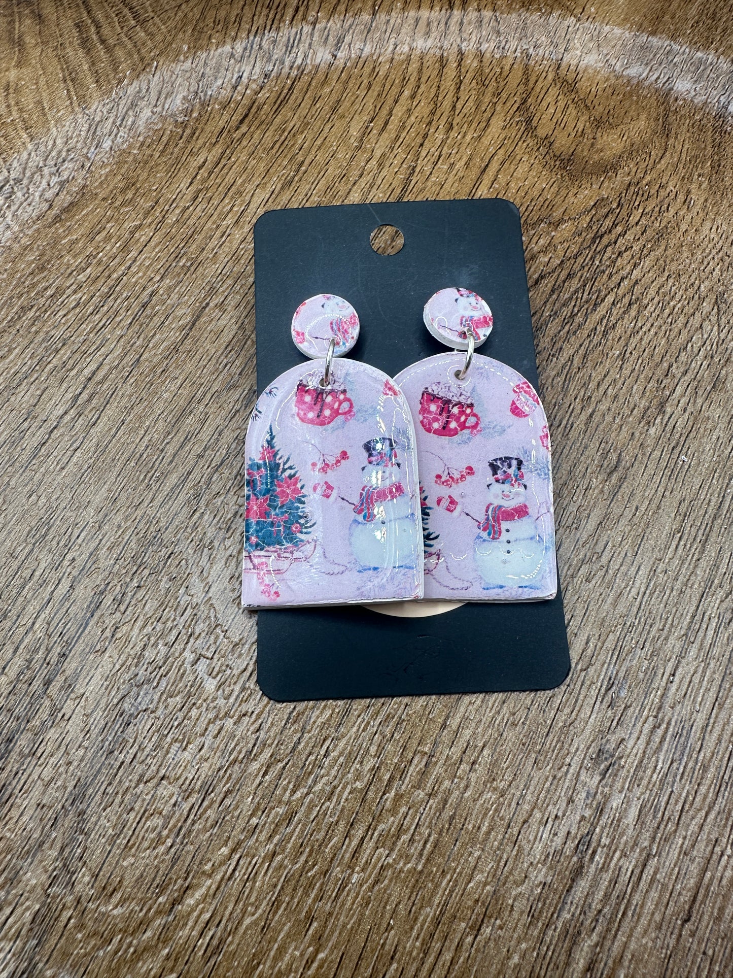 Pink Snowman & Tree Dangles