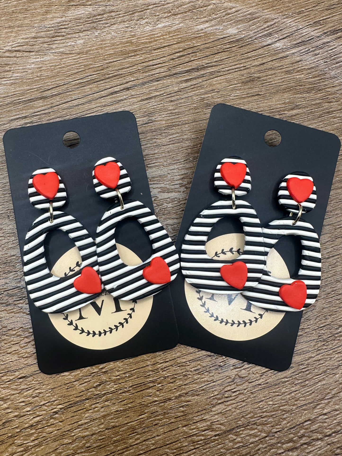 Striped Heart Dangles