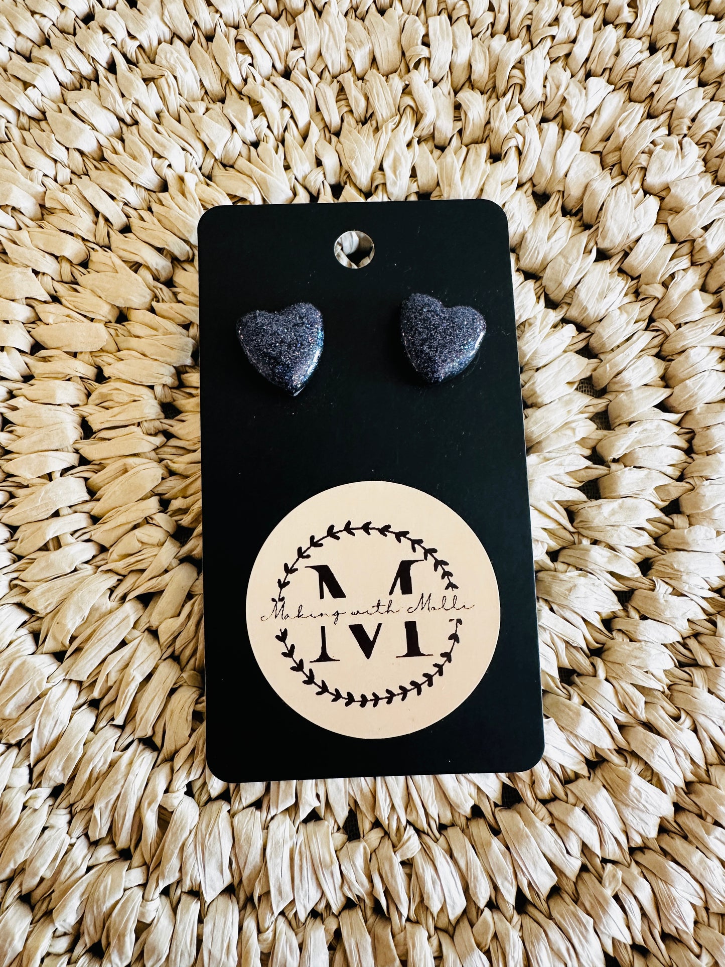 Black Glitter Hearts