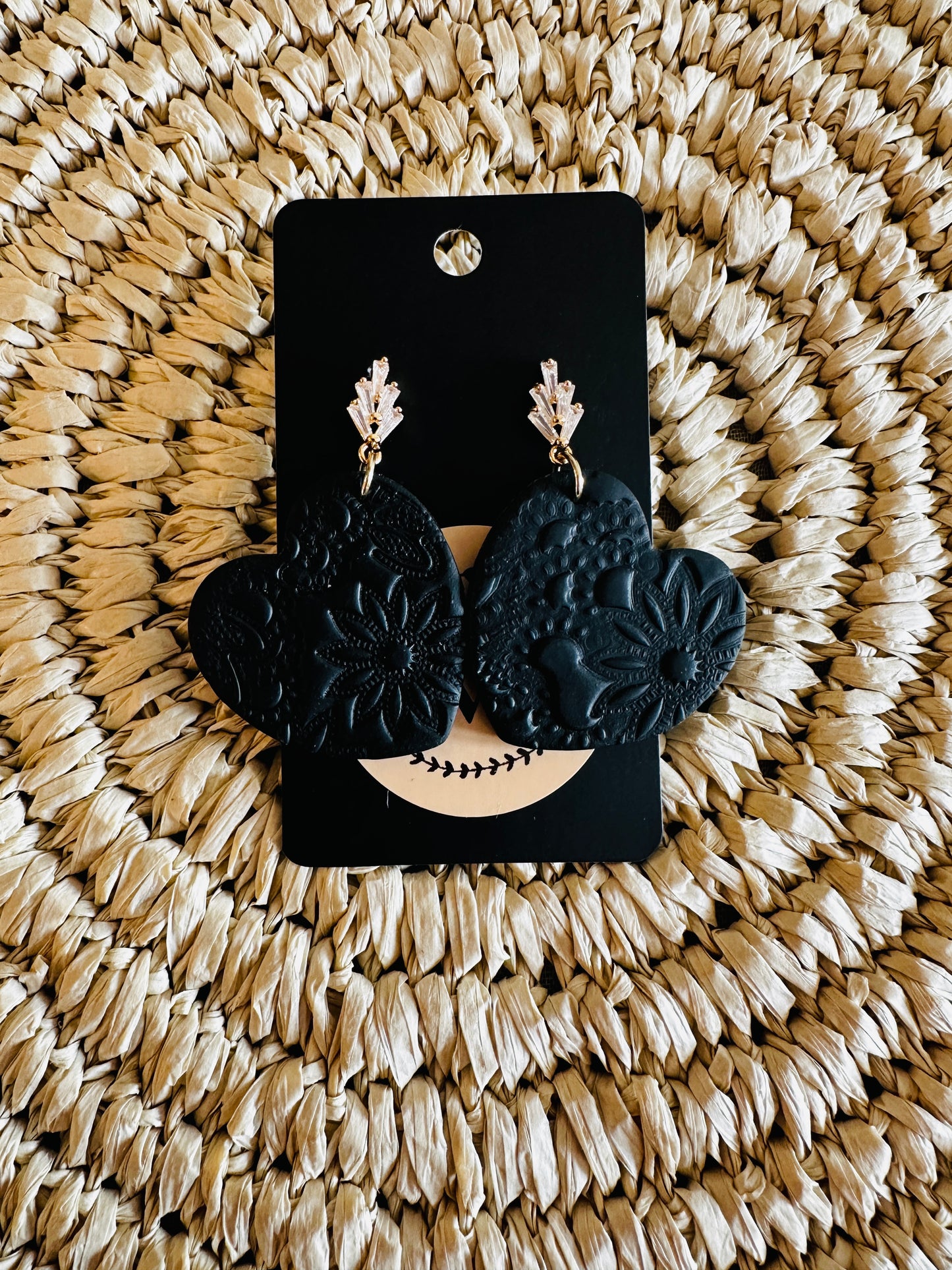 Large Black Stamped Hearts