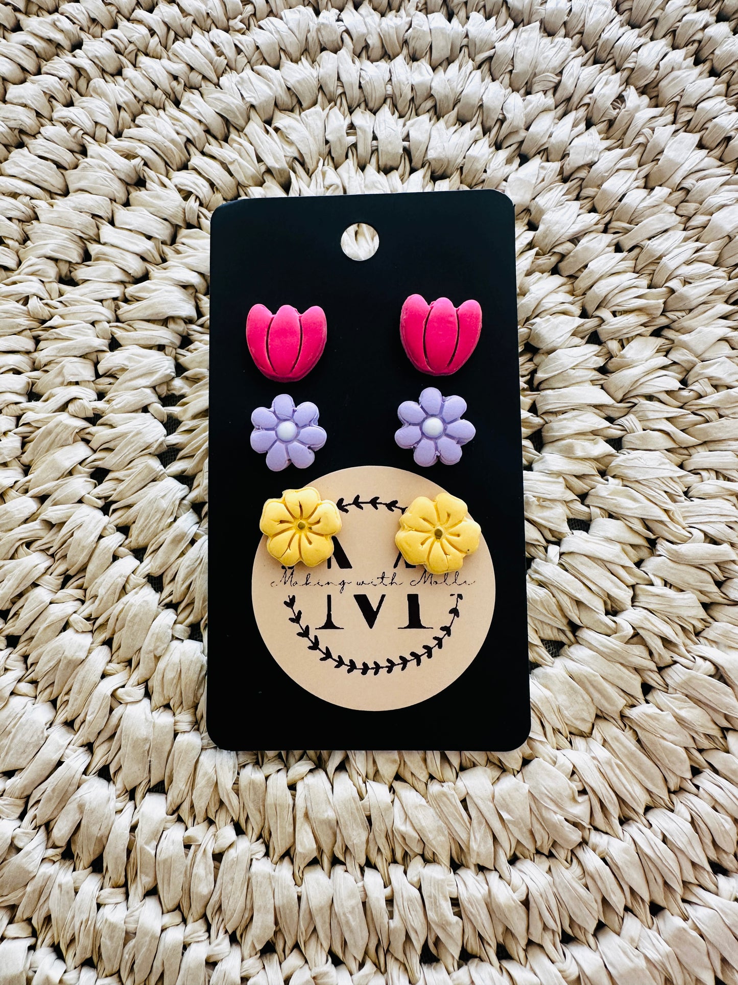 Spring Flower Stud Trio