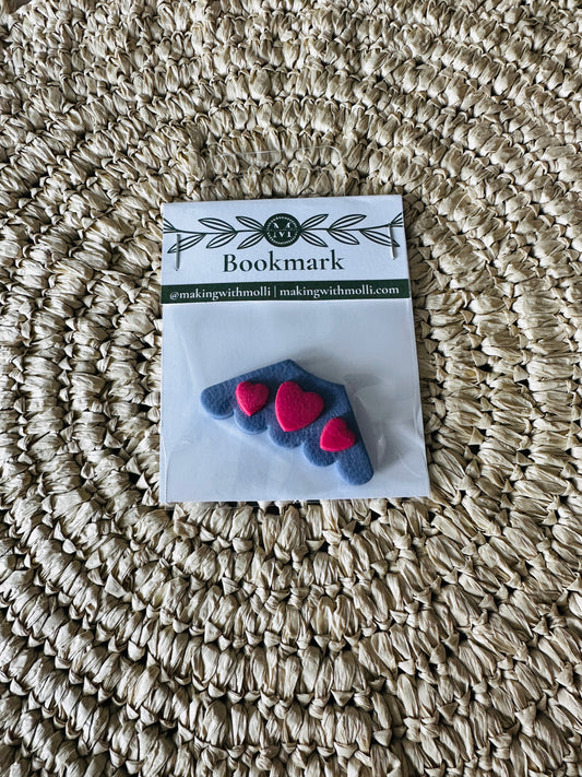 Corner Purple & Pink Hearts Bookmark