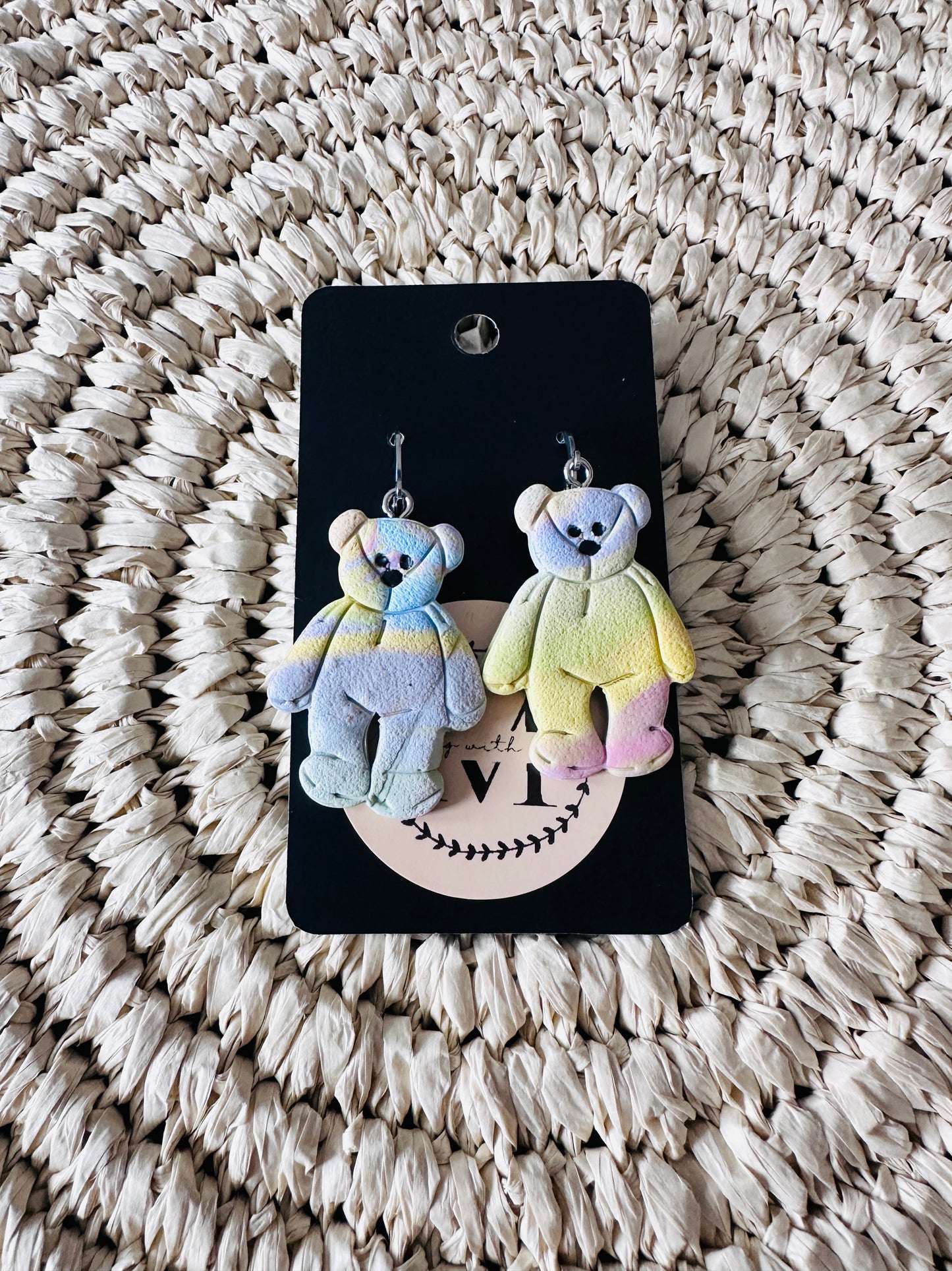 Tie Dye Bear Dangles
