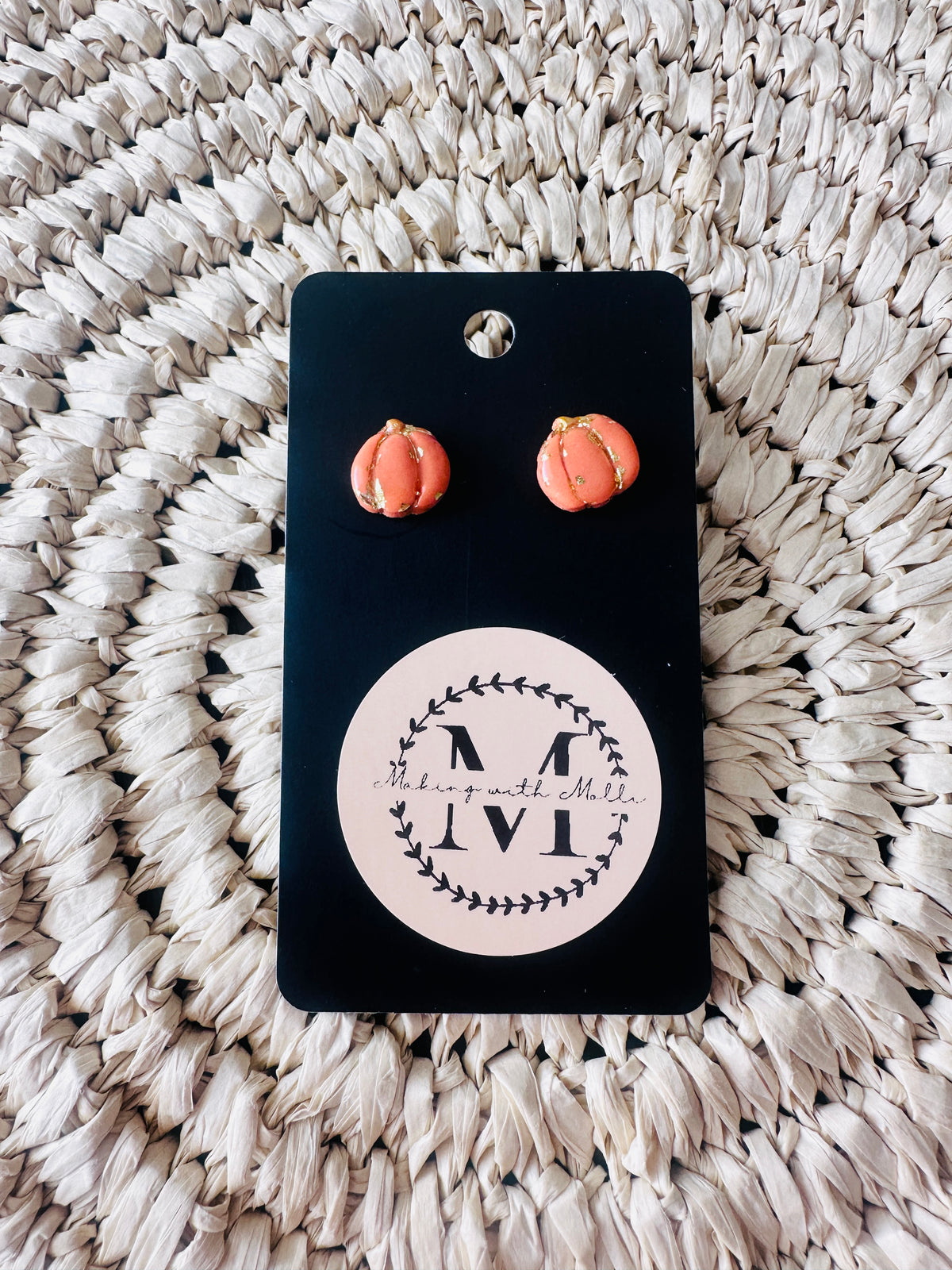Small Orange & Gold Pumpkin Studs