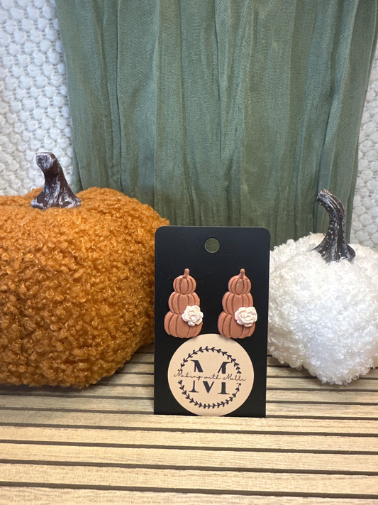 Stacked Pink Flower Pumpkins