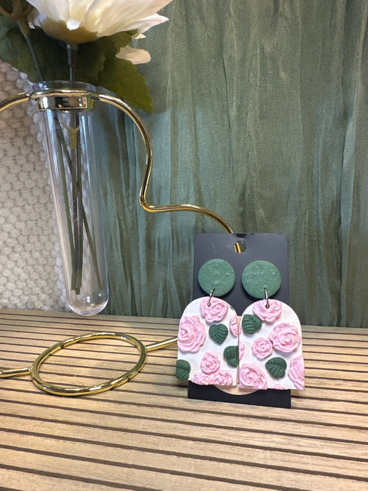 Green Floral Dangles