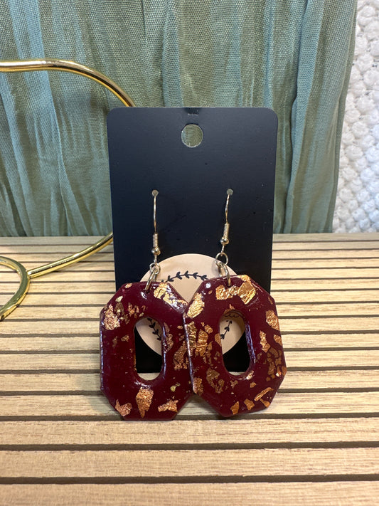 Maroon & Gold Foil Dangles