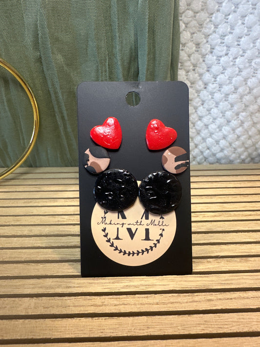 Red Heart & Leopard Print Set