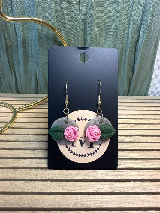 Pink Rose Dangles