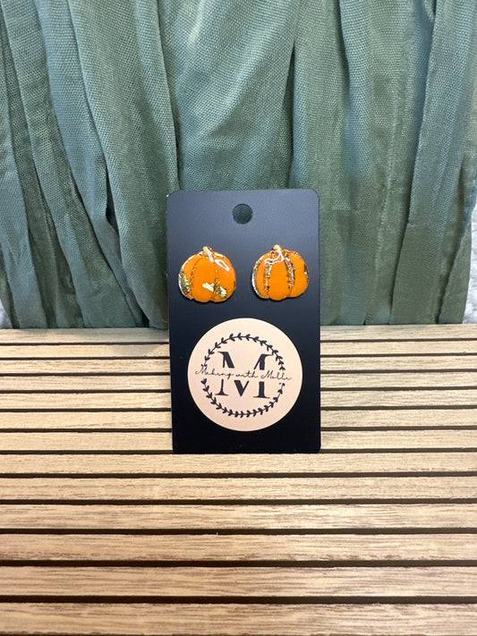 Gold & Orange Pumpkin Studs