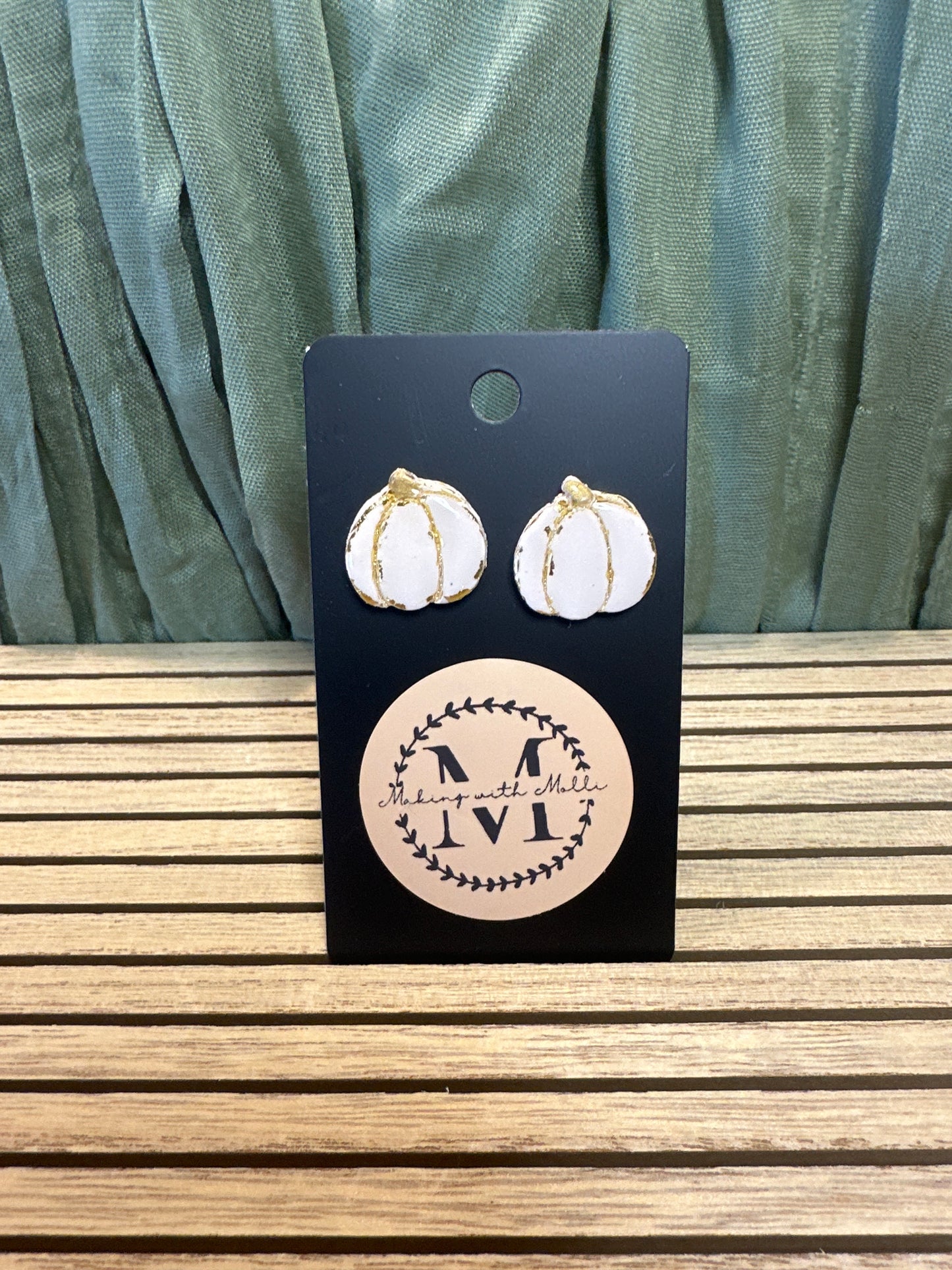 White & Gold Pumpkin Studs
