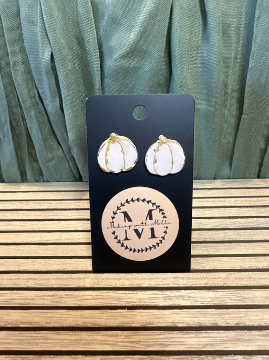 White & Gold Pumpkin Studs