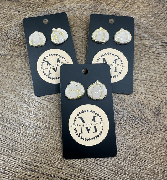 Gold & Tan Pumpkin Studs