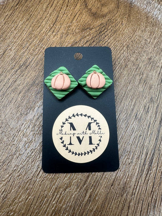 Green & Orange Pumpkin Studs