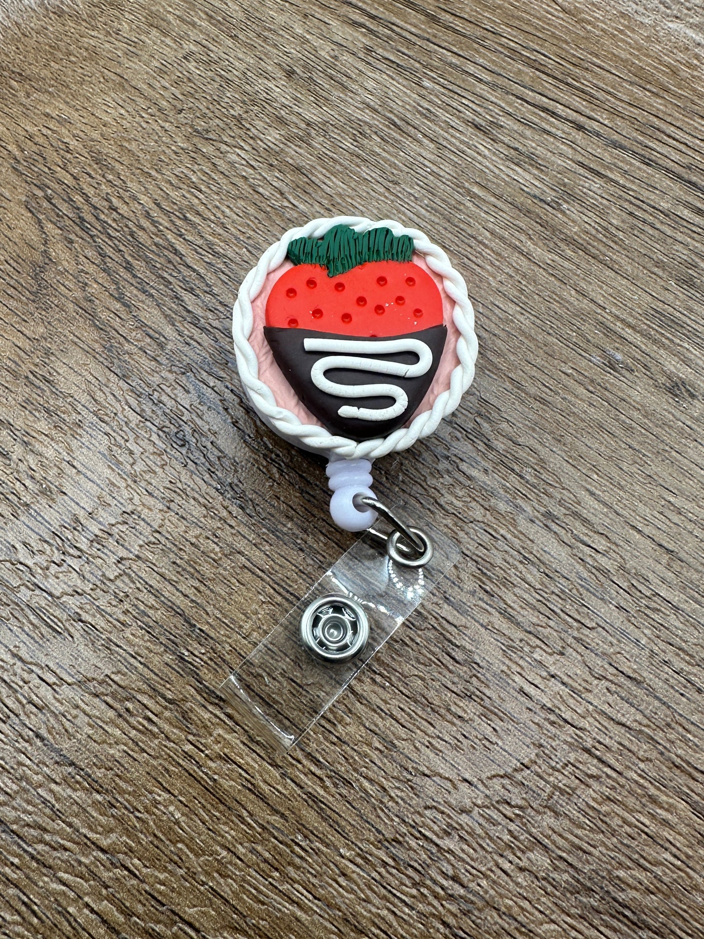 Chocolate Covered Strawberry ID Badge Reel