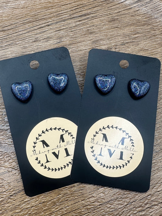 Black Glitter Hearts