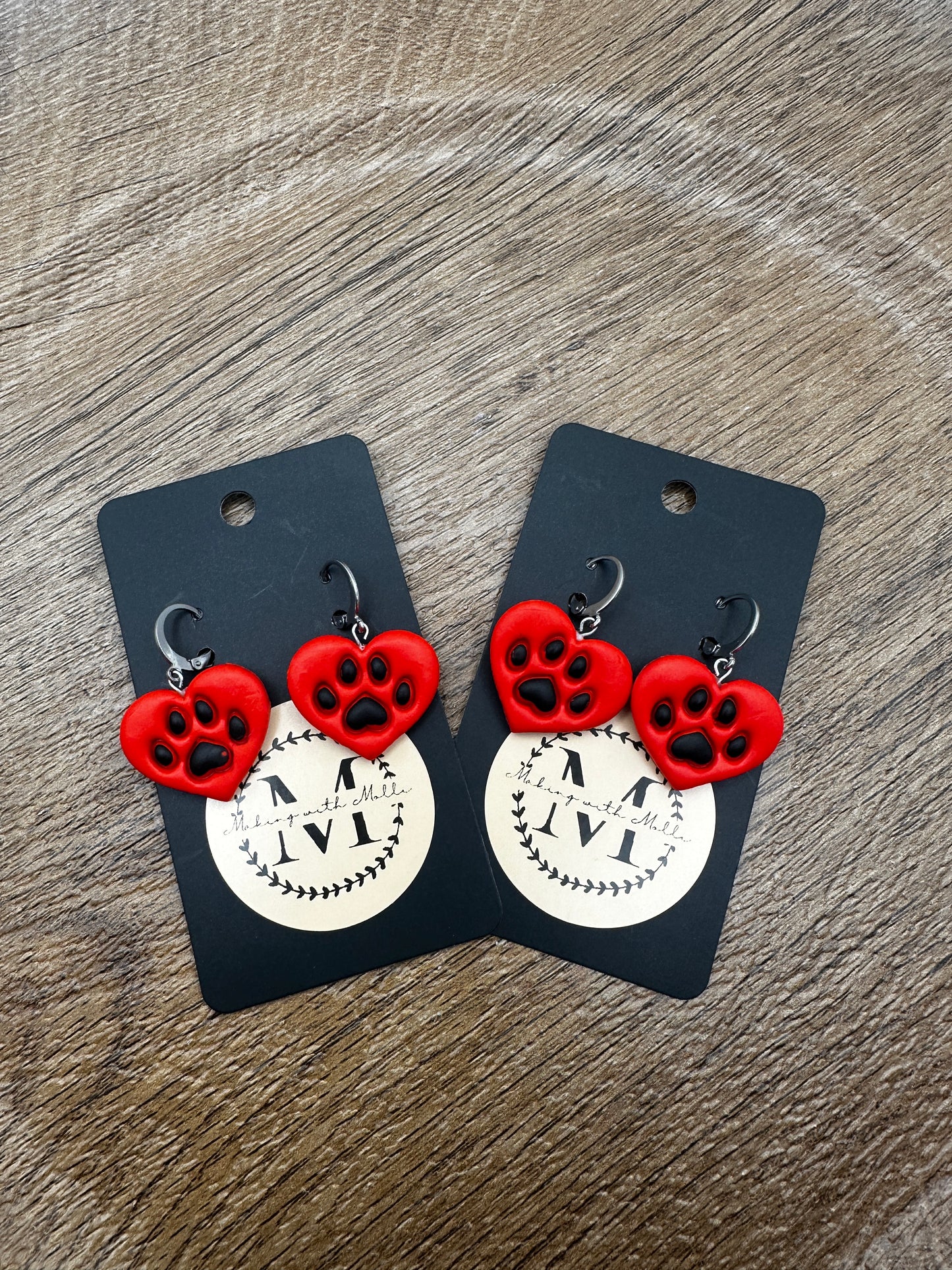 Red Heart Paw Prints