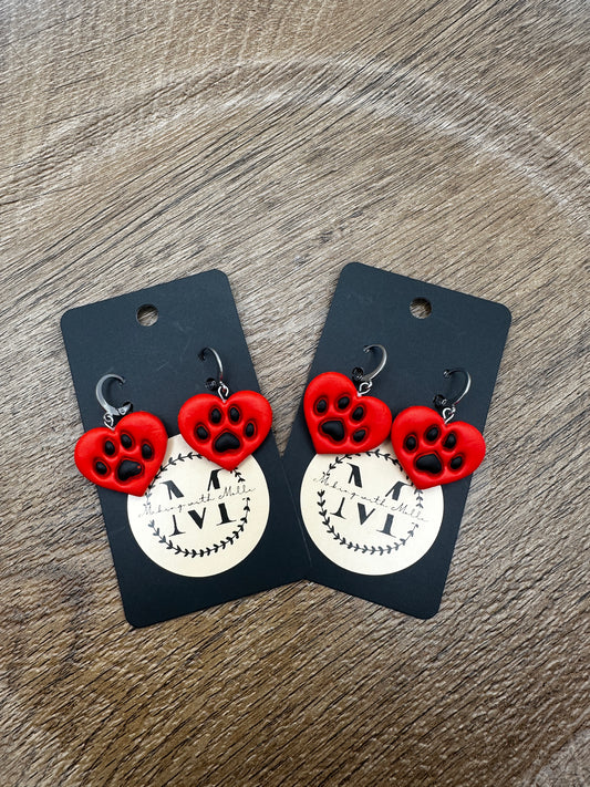 Red Heart Paw Prints