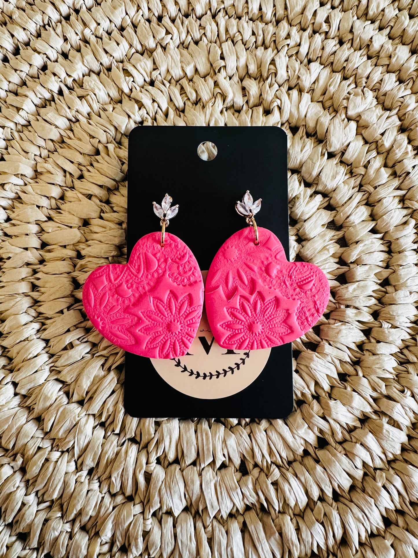 Large Pink Stamped Hearts