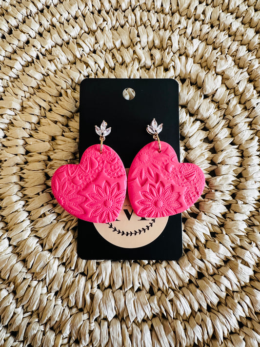 Large Pink Stamped Hearts