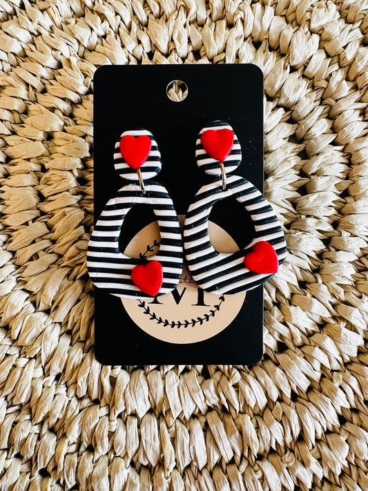 Striped Heart Dangles