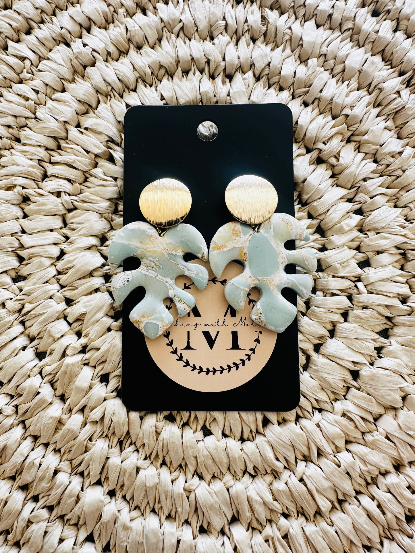 Monstera Marble Dangles