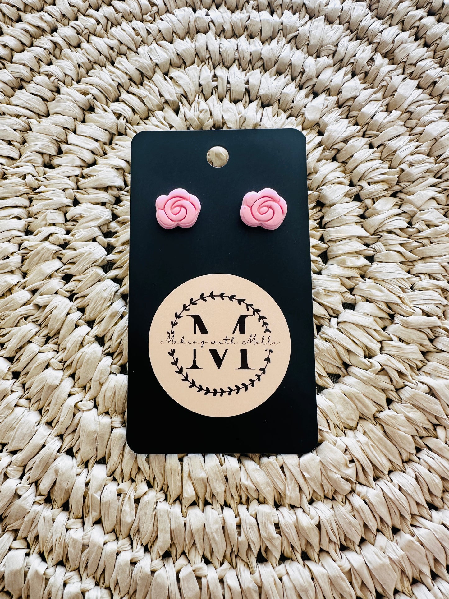 Pink Rose Studs
