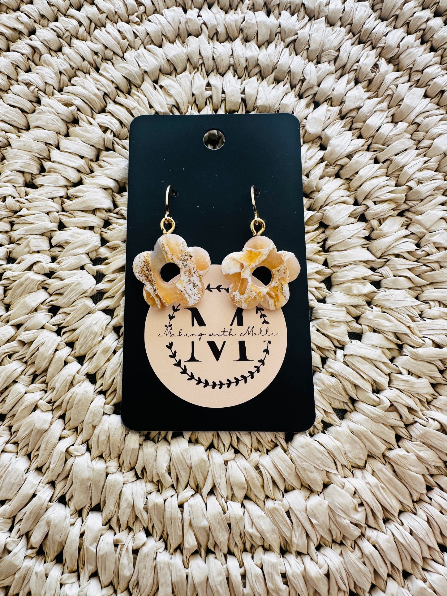 Yellow Marble Flower Dangles