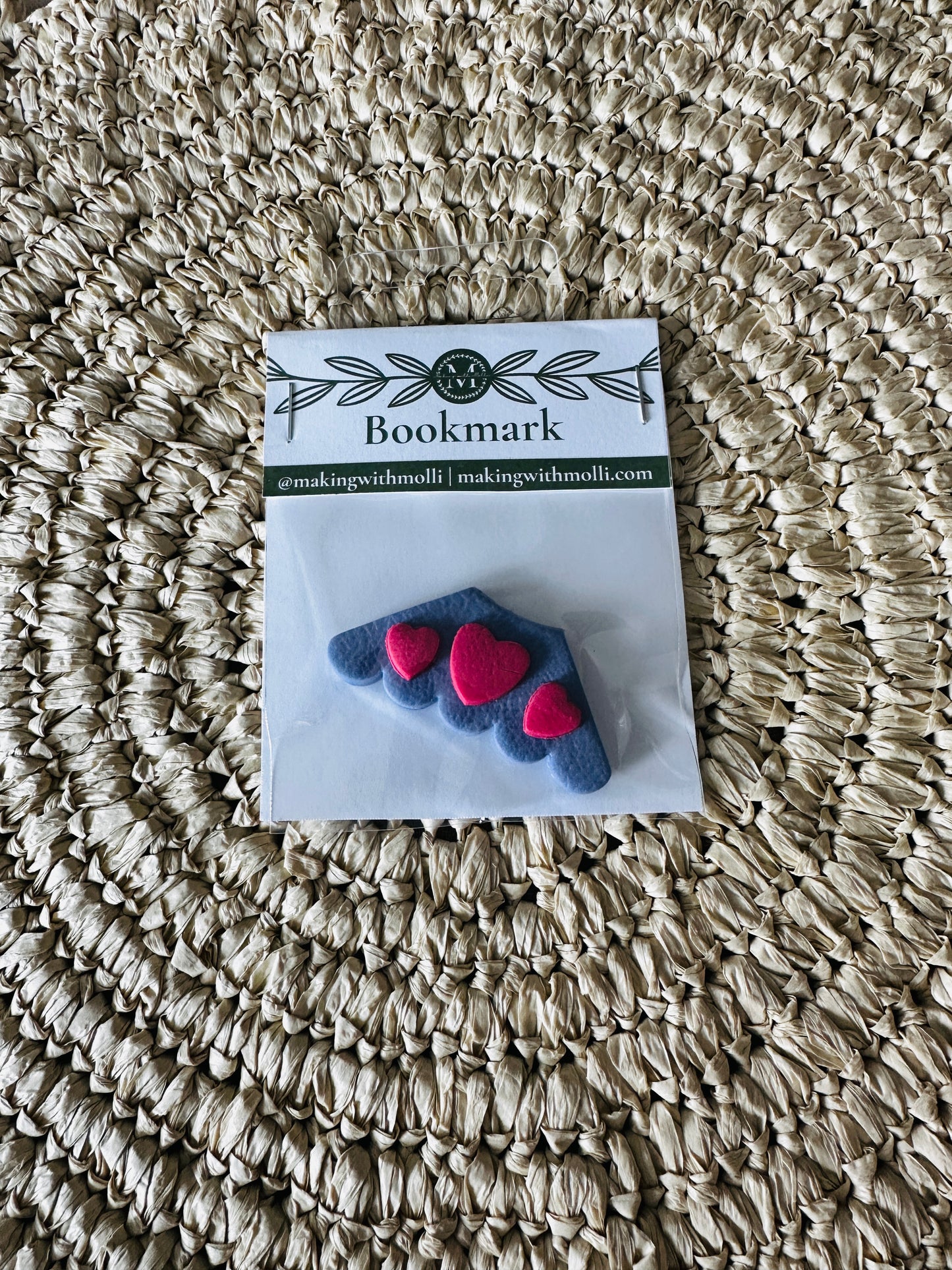 Corner Purple & Pink Hearts Bookmark