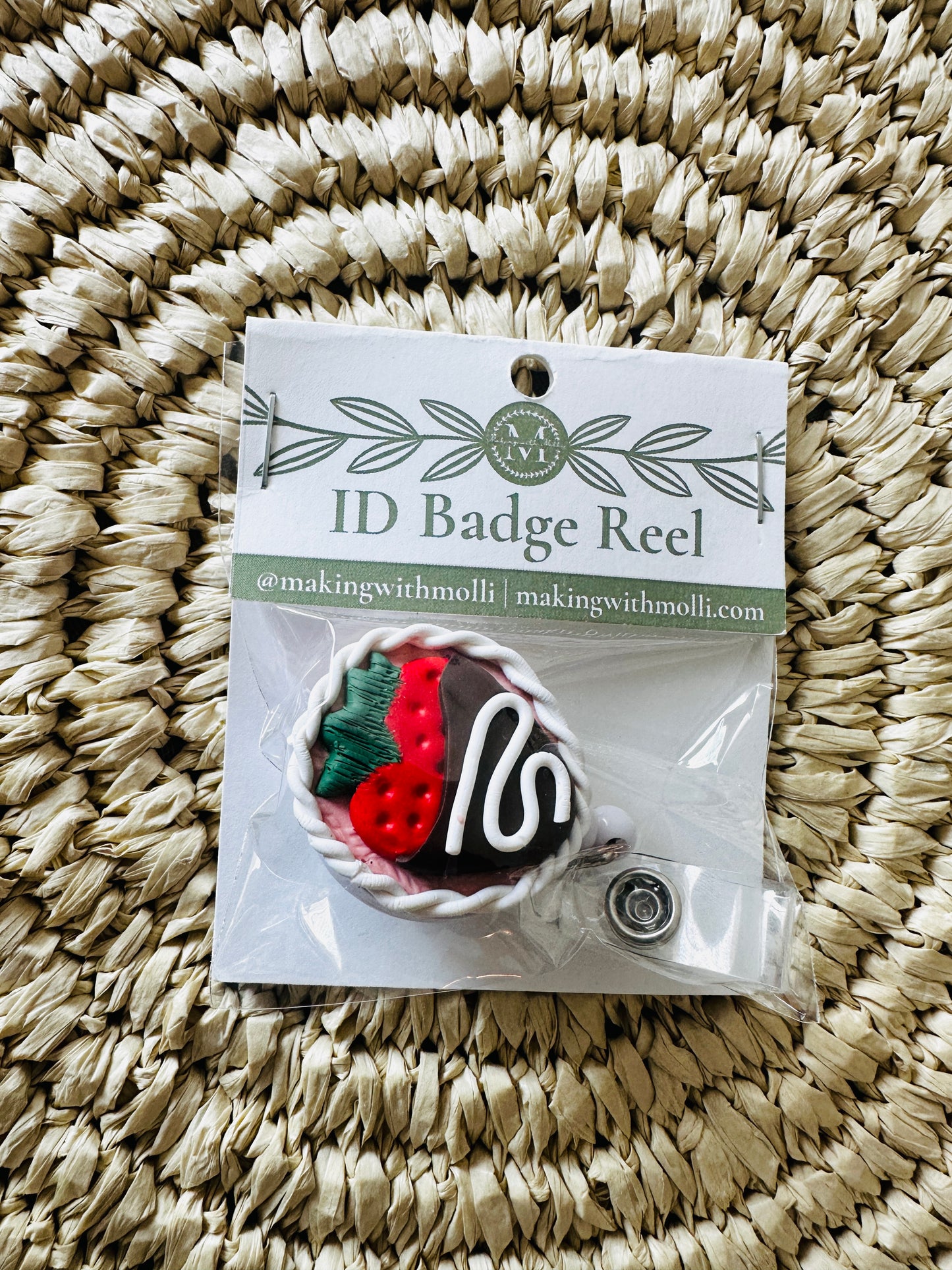 Chocolate Covered Strawberry ID Badge Reel