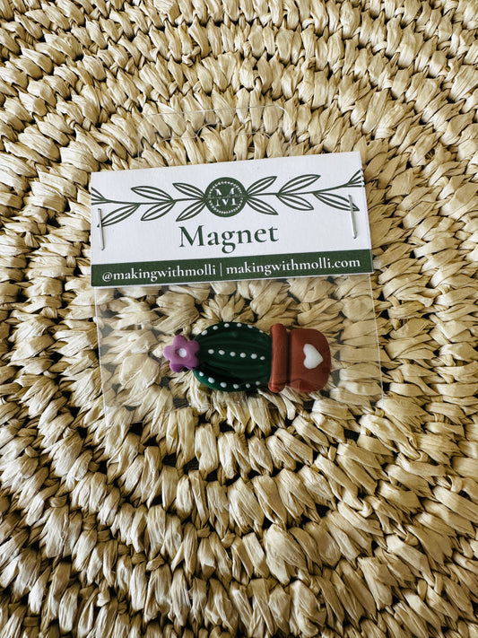 Potted Flower Cactus Magnet