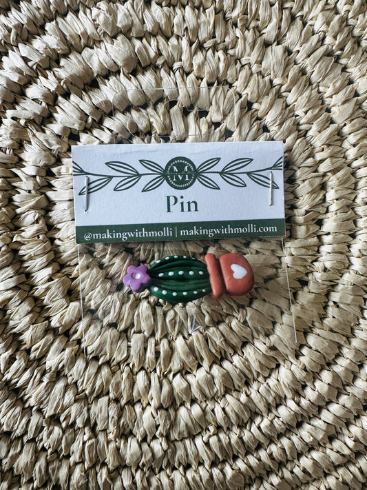 Potted Flower Cactus Pin