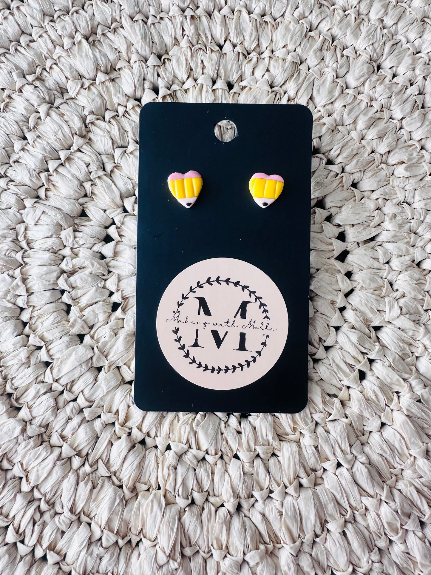 Pencil Heart Studs